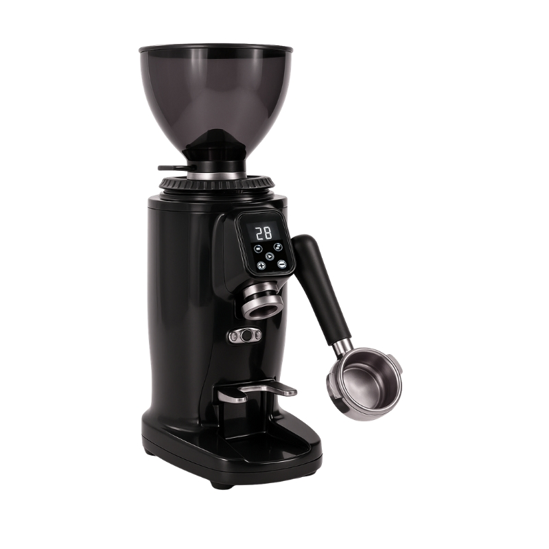 Molino de café profesional 64mm de acero inoxidable con muelas planas para cafetería con función cuantitativa