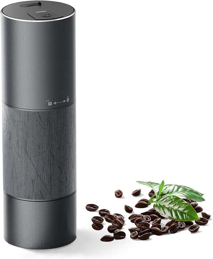 Molino de café portátil de alta calidad al por mayor con inicio de un botón, molinillo mini premium, USB, caja de color 25 90 Gris ABS RV