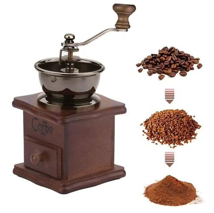 Conjuntos de regalo de molinillo de café manual de madera antigua
