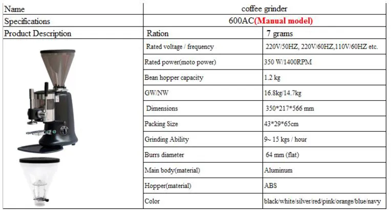 Visualización Almacen de Polvo de Café de Acero Inoxidable Fácil Operación Molinillo de Café con Mango Manual