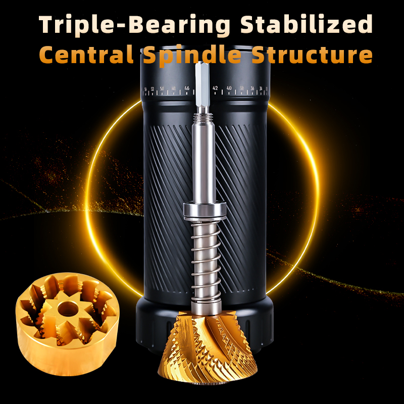 Molino de café portátil con muela de acero inoxidable CNC para precisión