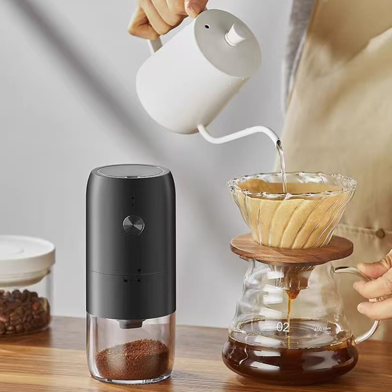 Molino de café portátil eléctrico para viajar, acampar y uso en casa
