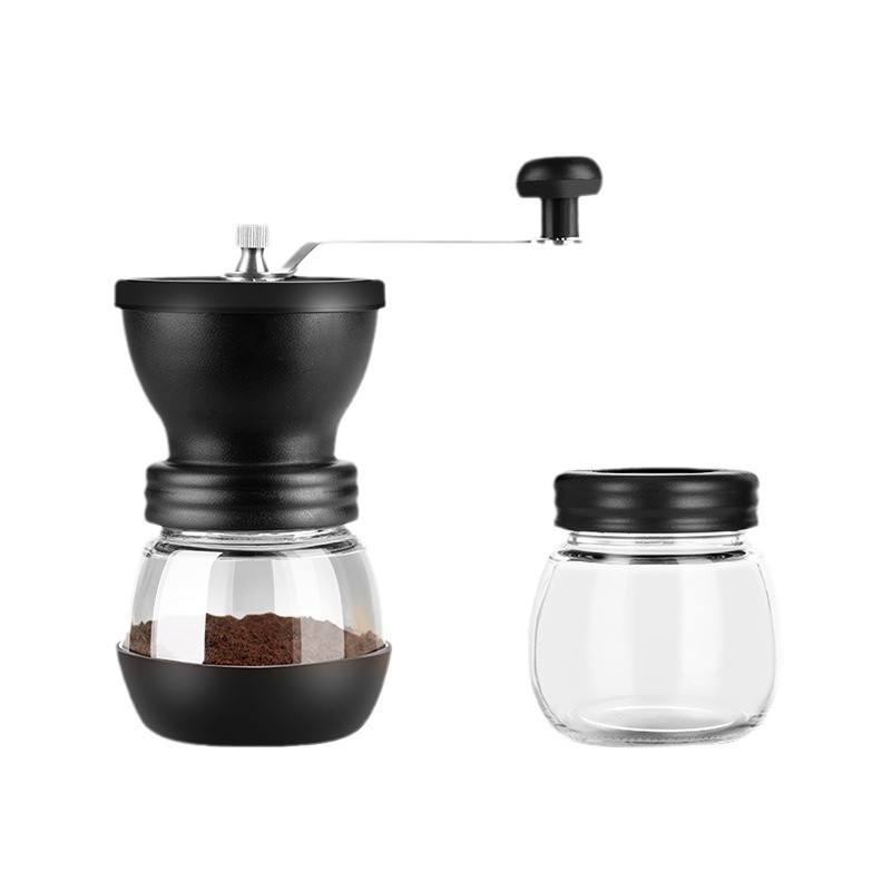 Molino de café manual ajustable de vidrio profesional con silicona, mini molinillo de granos de café para regalo