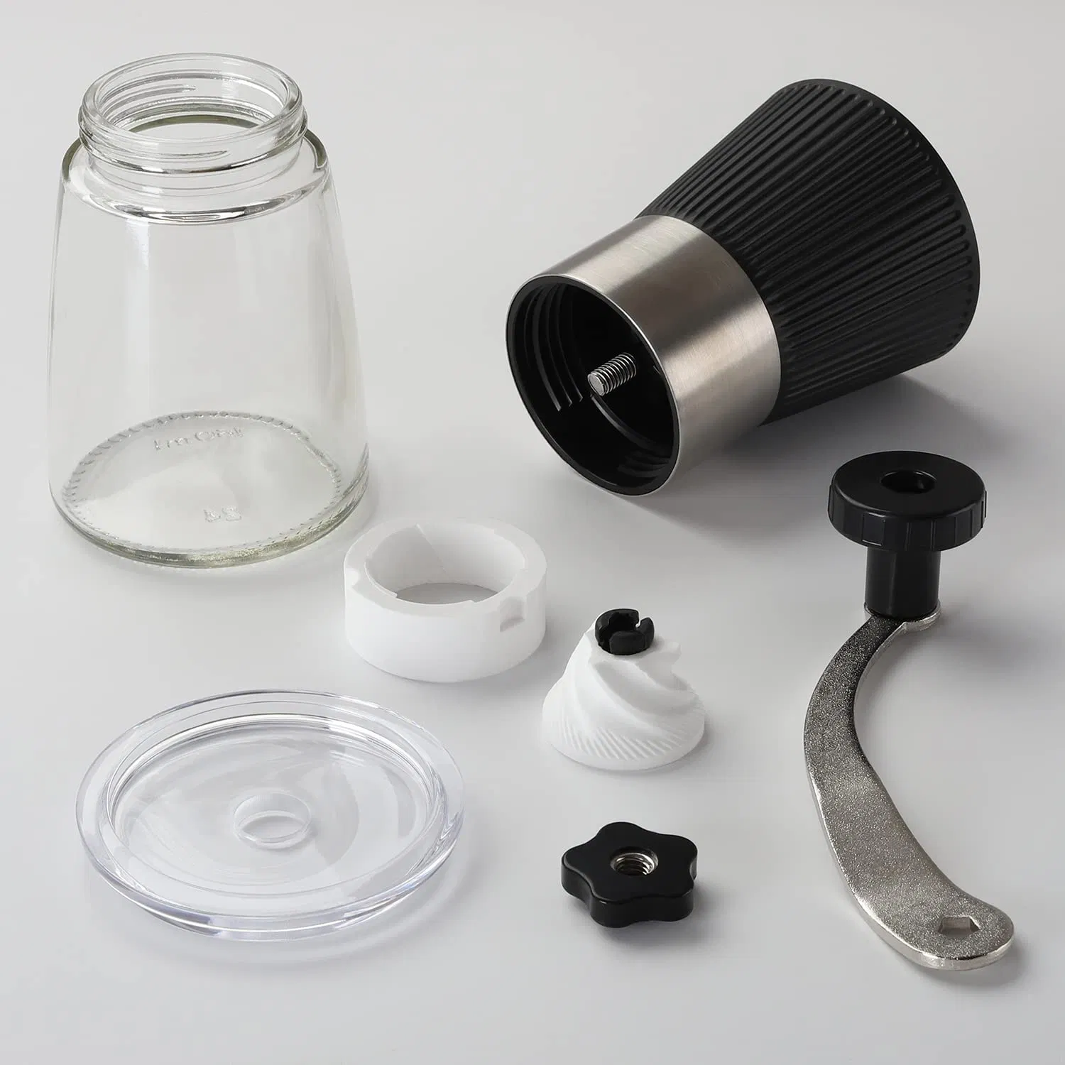 Molino de café manual con muela cónica de cerámica ajustable para granos de café