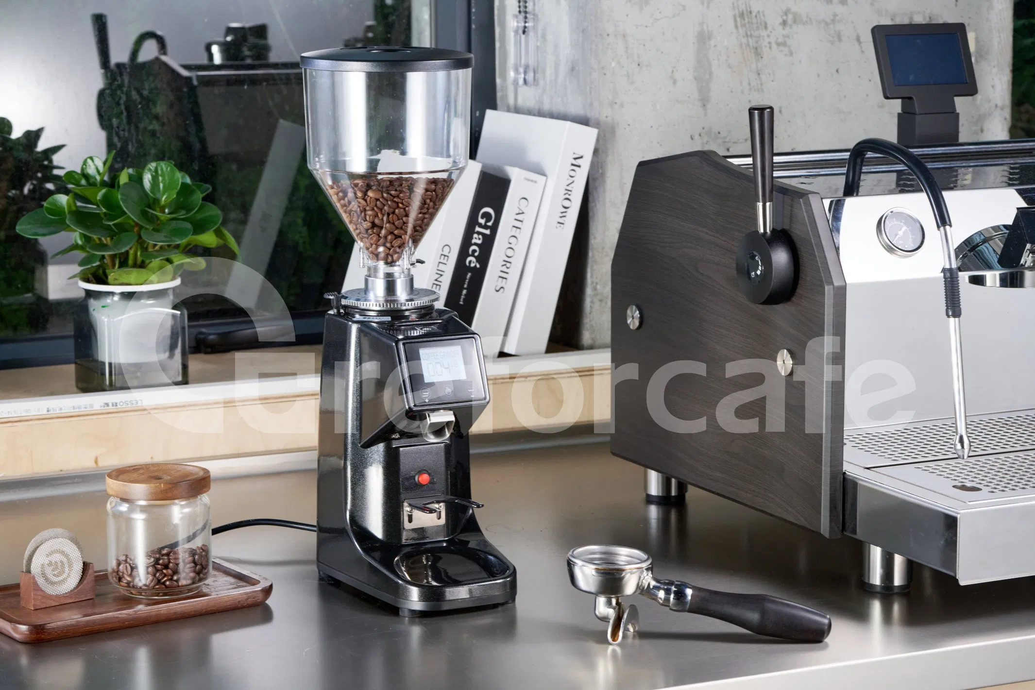 Molino de café manual eléctrico industrial comercial de acero inoxidable 1400rpm 60mm con muelas planas