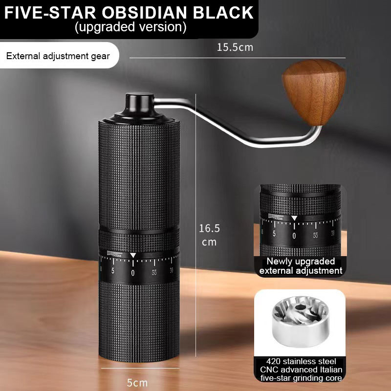 60 Niveles de Ajuste Externo de Aleación de Aluminio 420 Molinillo de Café Manual Mini Pequeño de Acero Inoxidable Portátil para Espresso