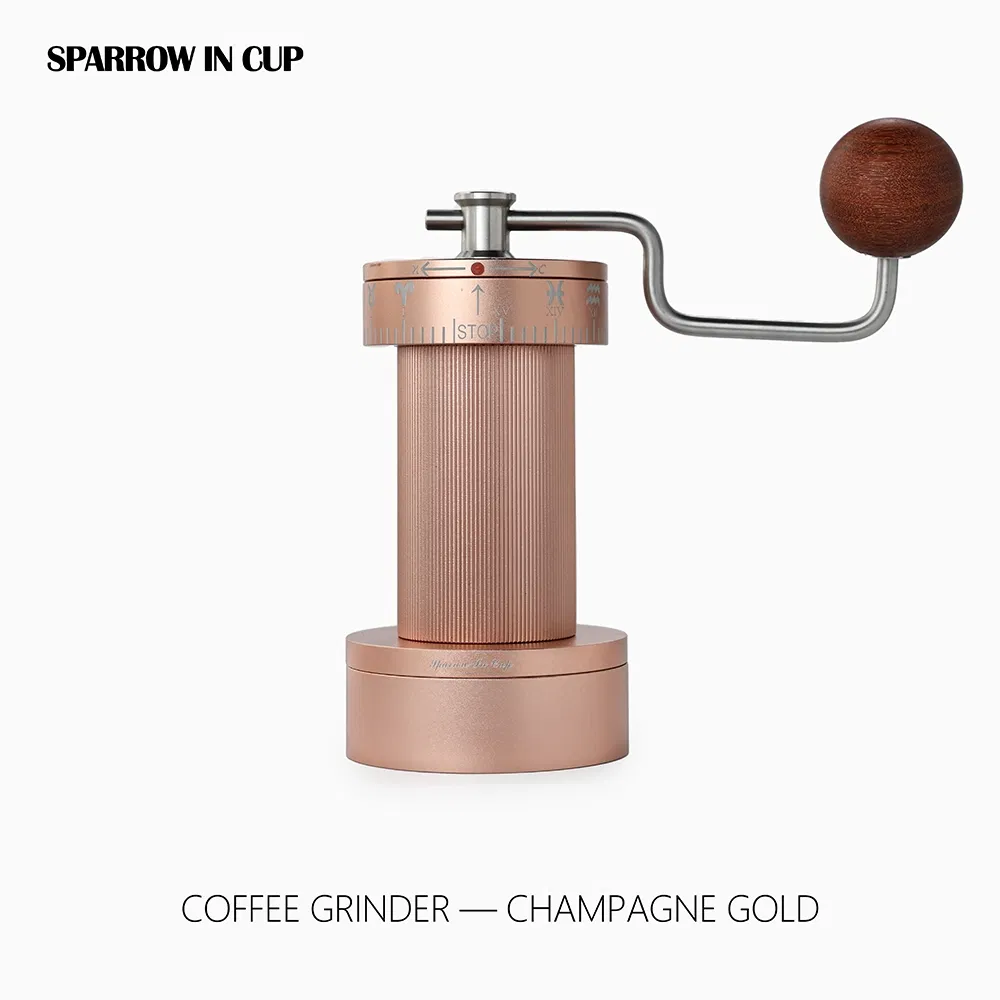 Molinillo de café de grado profesional con recubrimiento de titanio de diez estrellas, con cuchilla en forma de diente de tiburón, cuatro ejes estables y gran capacidad de tolva para polvo