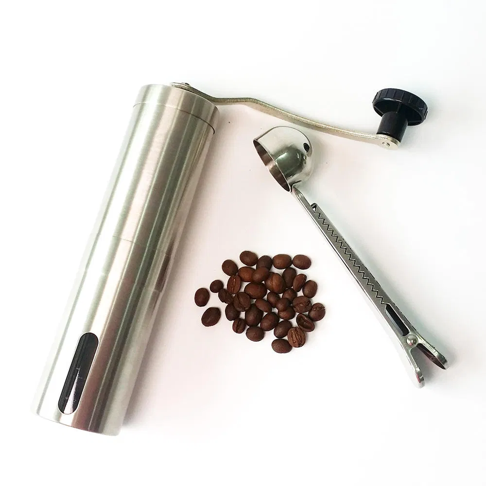 Molido mínimo 304 Molinillo de café manual de acero inoxidable con muela de cerámica ajustable