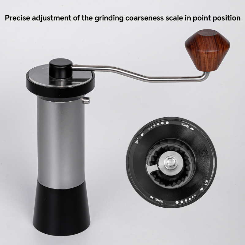 Nuevo diseño propio molde acero inoxidable molinillo de café manual portátil pequeño para espresso en casa con escala