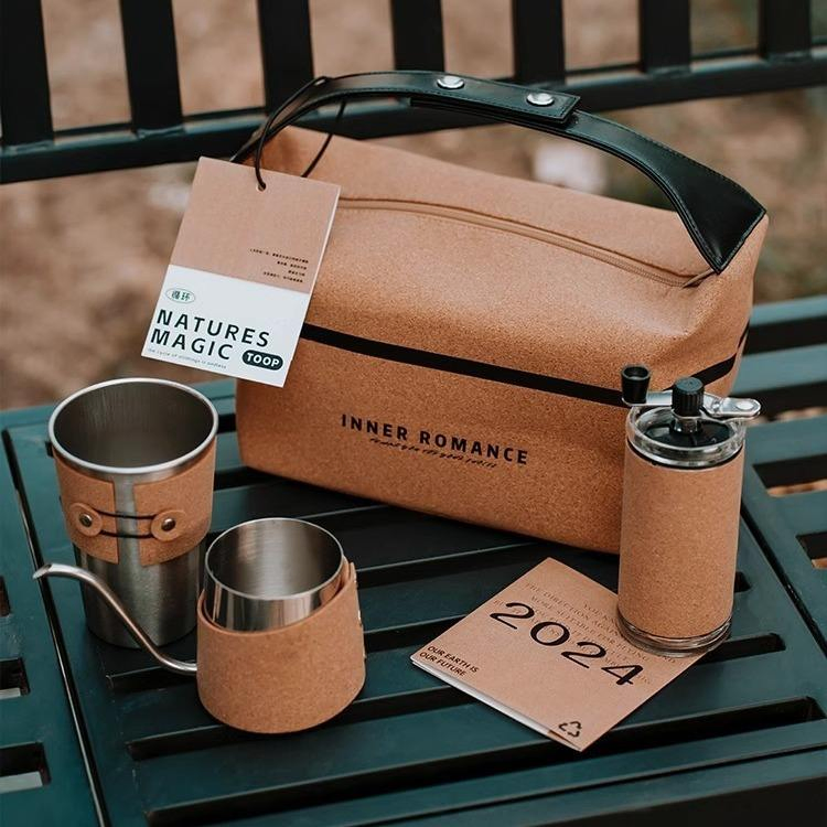 Conjunto de cafetera portátil todo en uno con molinillo manual para camping y viajes