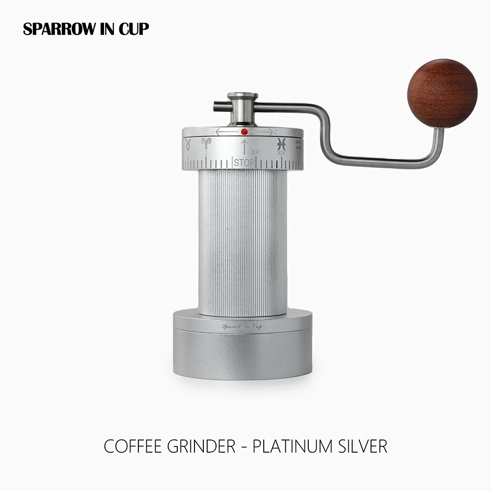 Selección Premium Cuchilla de Patente de Diente de Tiburón Recubierta de Titanio de Diez Estrellas Placa de Molienda Externa Ajustable Molinillo de Café Manual