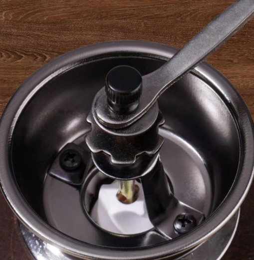 Molino de café manual clásico de manivela, molinillo de granos de café, decoración de café de madera maciza vintage, pequeña máquina de molienda de café portátil
