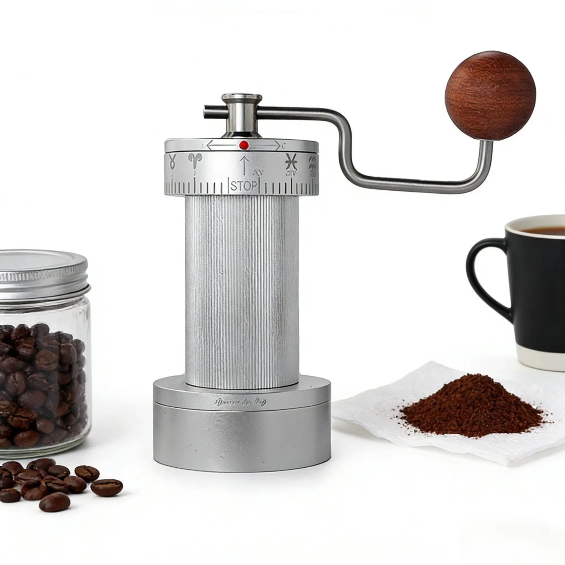 Molino de café manual pequeño para el hogar, con patente de reversa y escala de ajuste externo, molino de café para preparación manual y espresso