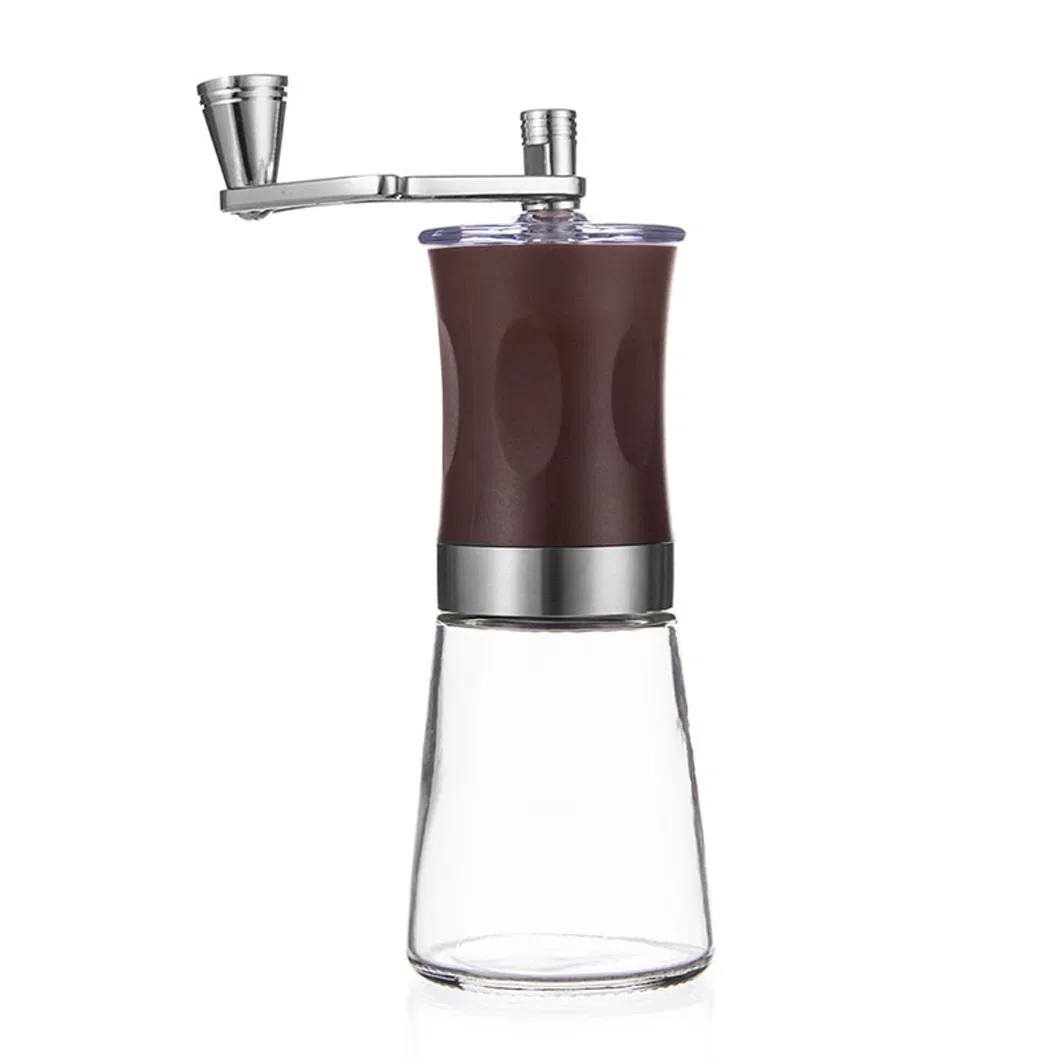Molino de café manual con base de vidrio, ajuste de molienda, hogar, OEM, personalizado, venta al por mayor