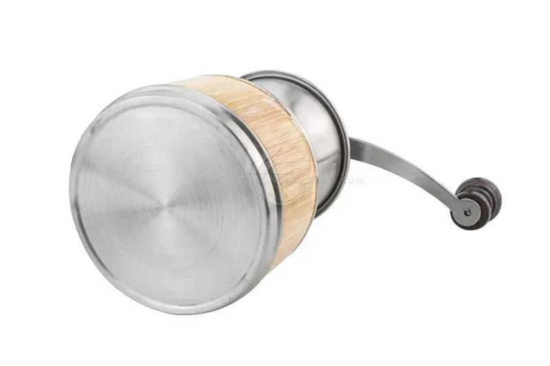 Molino de café manual de acero inoxidable con núcleo cerámico y molino de café manual de madera al por mayor