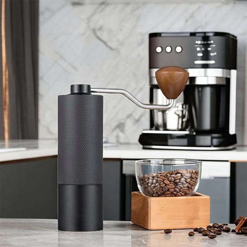 Cuerpo de aleación de aluminio 420 molinillo de café espresso manual portátil de acero inoxidable para uso doméstico con mango de madera