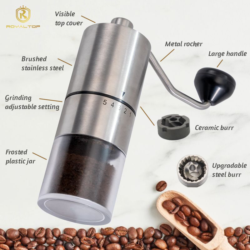 Excelente juego de molinillo de café de un solo uso con muelas cónicas para espresso, turco y goteo