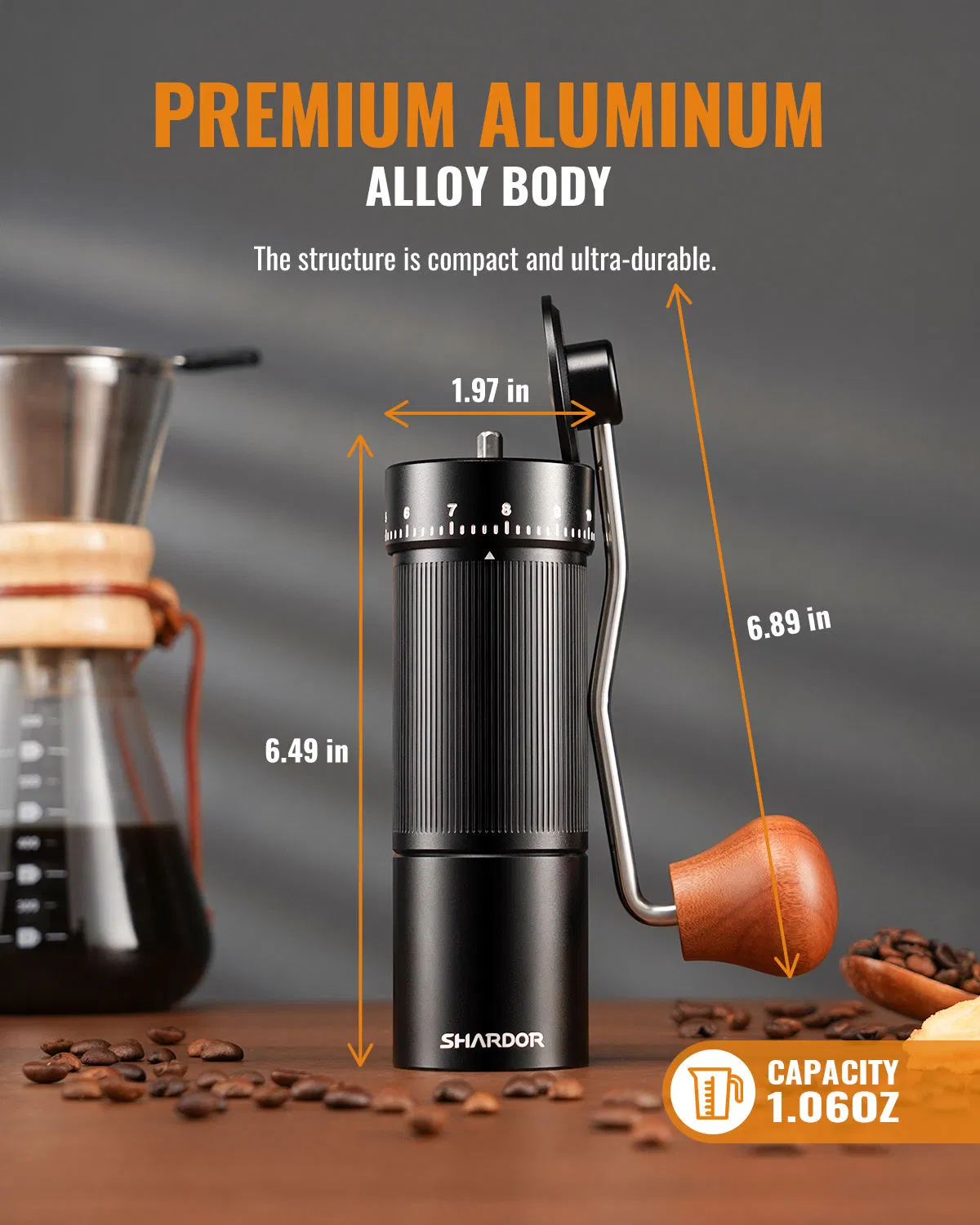 Manual de Molinillo de Café Compacto con Configuraciones Ajustables para Espresso y Café de Goteo