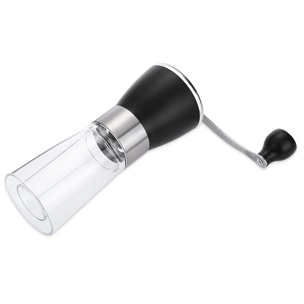 Molino de café manual de vidrio clásico estilo mini, molinillo de café portátil con frasco de vidrio