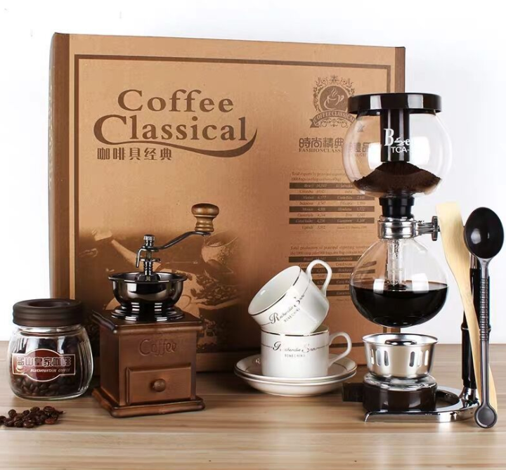 Conjuntos de regalo de molinillo de café manual de madera antigua