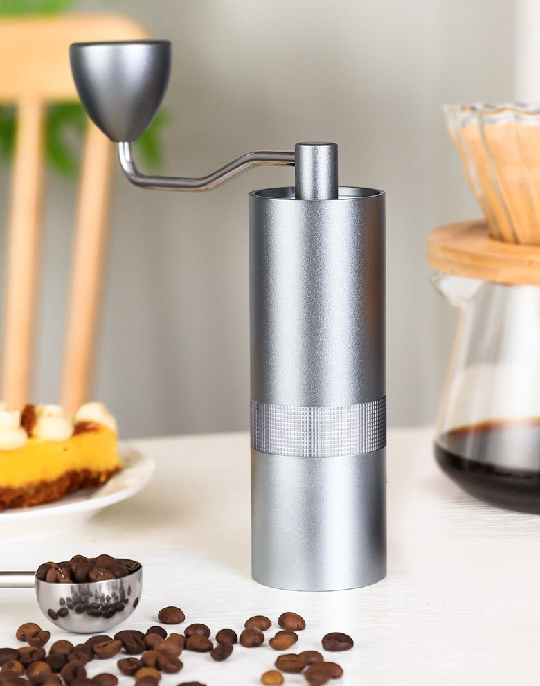 Molino de café manual de acero inoxidable con muelas cónicas, carcasa de aluminio, configuraciones ajustables Ez31454