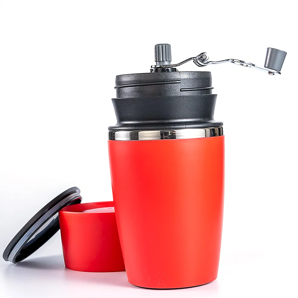 Molino de café manual cerámico ajustable portátil multifuncional con filtro y taza de café