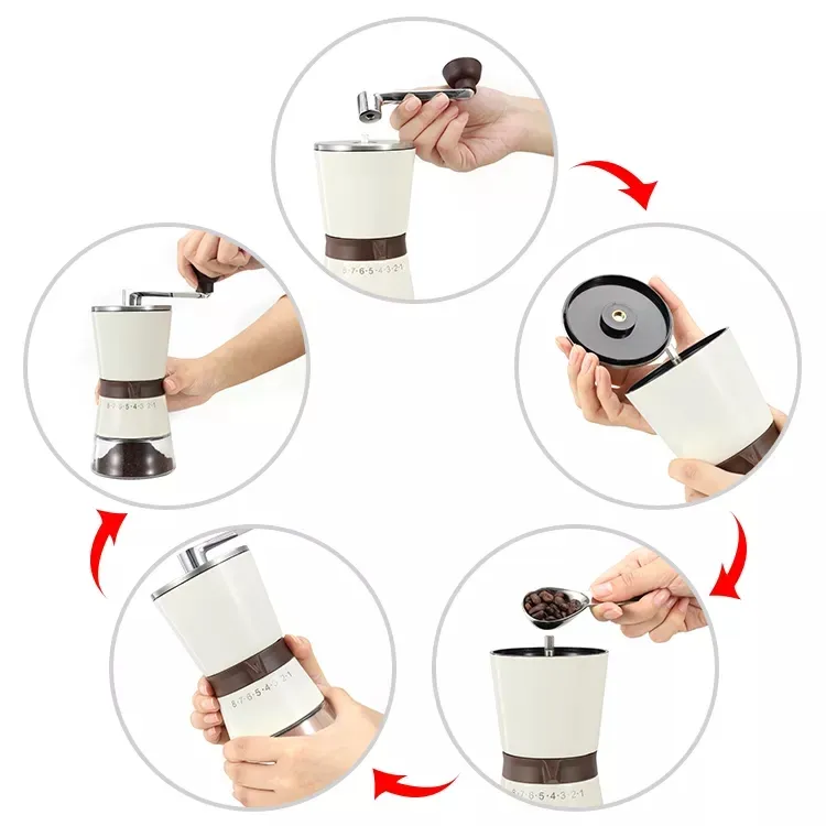 Manual de Viaje Profesional Molinillo de Café Camping Portátil Lavable Cortador de Alambre Molinillo de Café Manual con Cuchilla de Cono