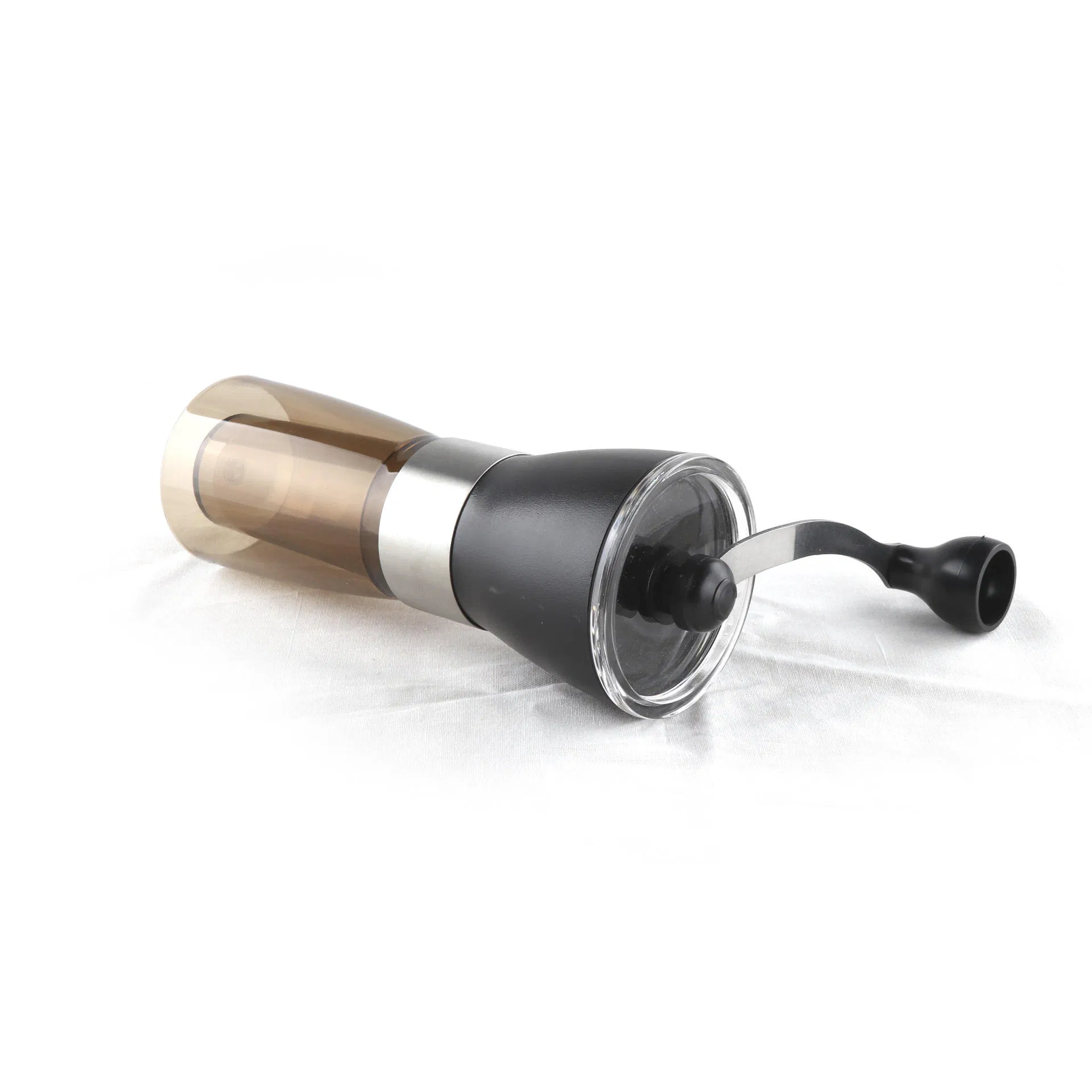 Molino de café manual de vidrio clásico estilo mini, molinillo de café portátil con frasco de vidrio