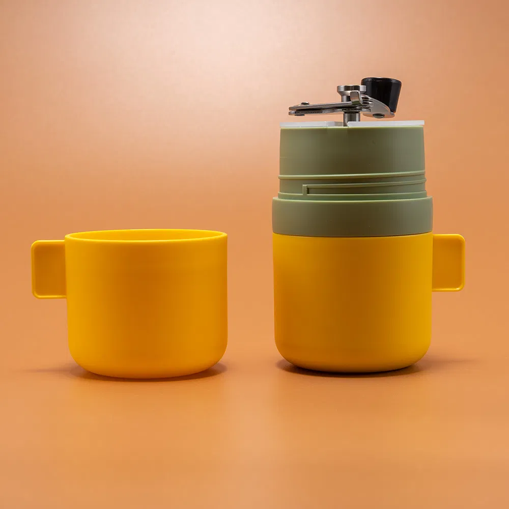 Mini cafetera portátil de goteo para dos personas, molinillo de café de cerámica cónica para viajes y camping