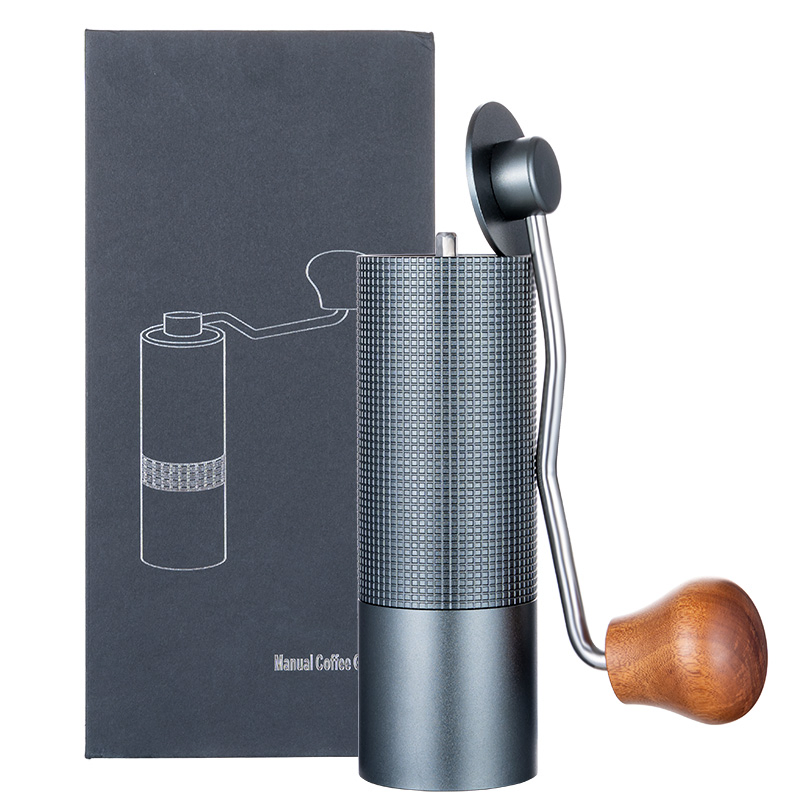 Molino de café manual con mango de nogal personalizado, ajustes ajustables, con rodamientos, juego de molinillo de café de muelas para hogar, oficina y camping