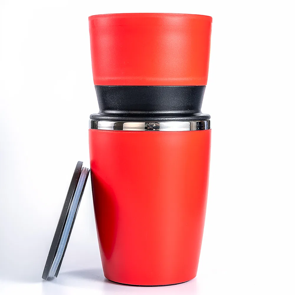 Molino de café manual cerámico ajustable portátil multifuncional con filtro y taza de café