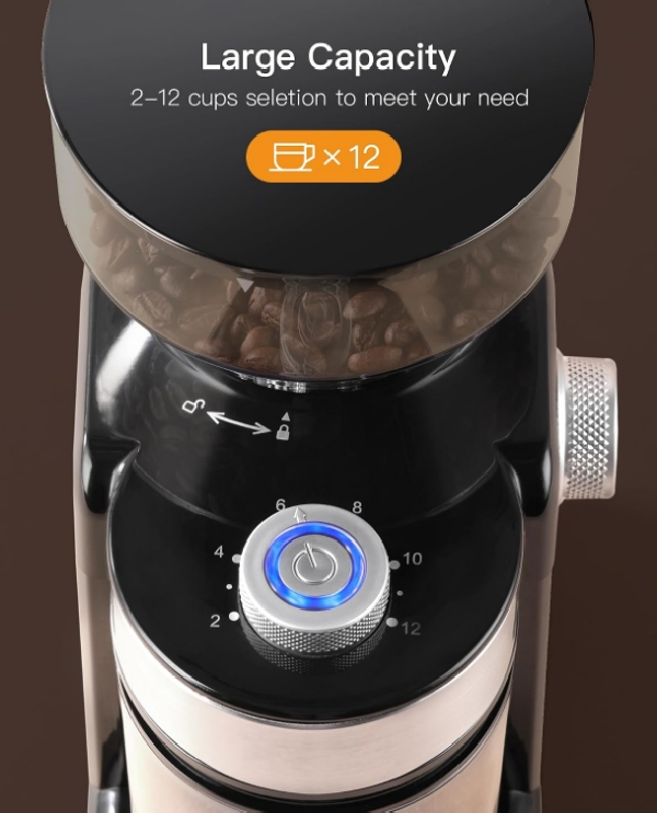 2-12 Selección de tazas molinillo de café eléctrico de acero inoxidable de gran capacidad