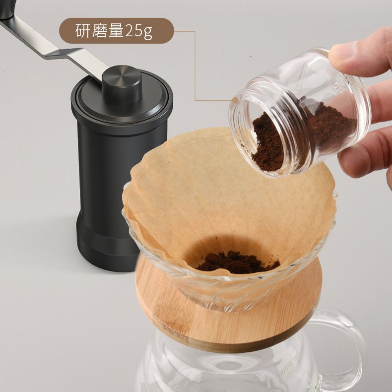 Molino de café manual ajustable premium con frasco de vidrio