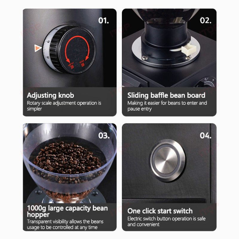 Molino de café eléctrico comercial semiautomático manual de alta venta con prensador de café