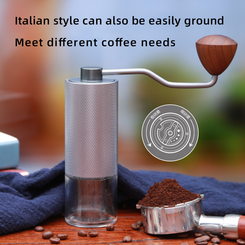Molino de café manual ajustable con tolva de vidrio - 20g Capacidad