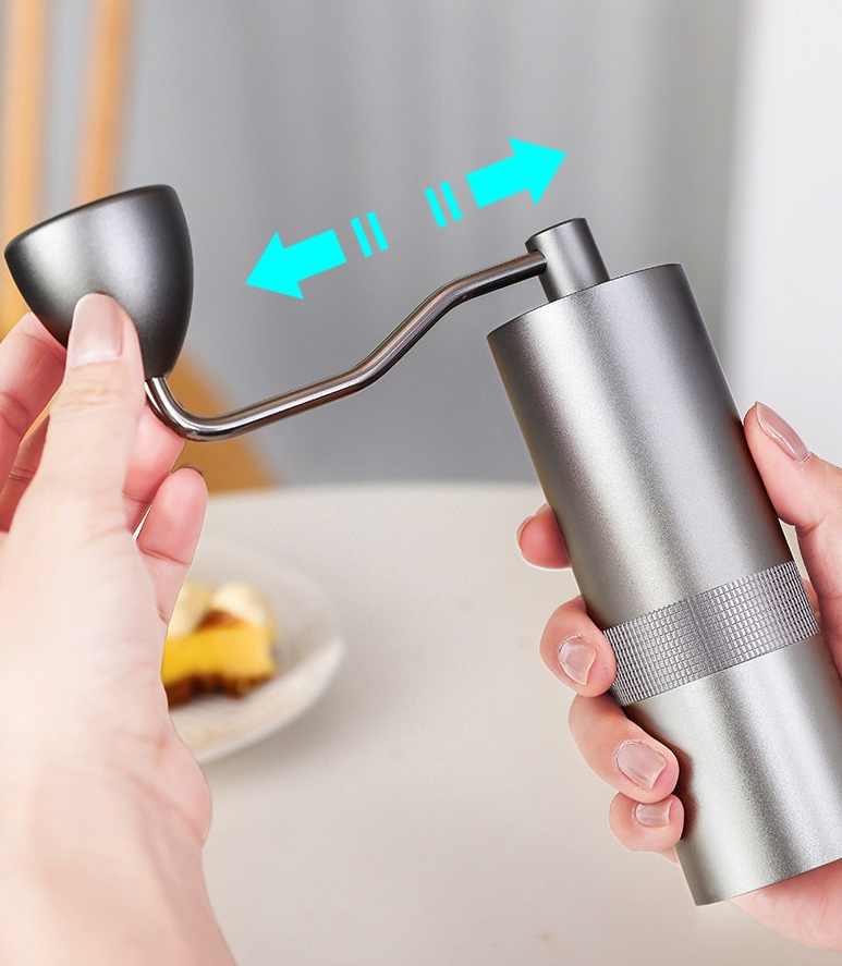 Molino de café manual de acero inoxidable con muelas cónicas, carcasa de aluminio, configuraciones ajustables Ez31454