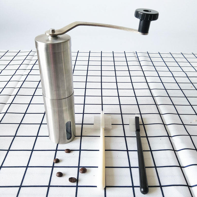 Molino de café manual portátil mini doméstico de acero inoxidable con muelas de cerámica y manivela