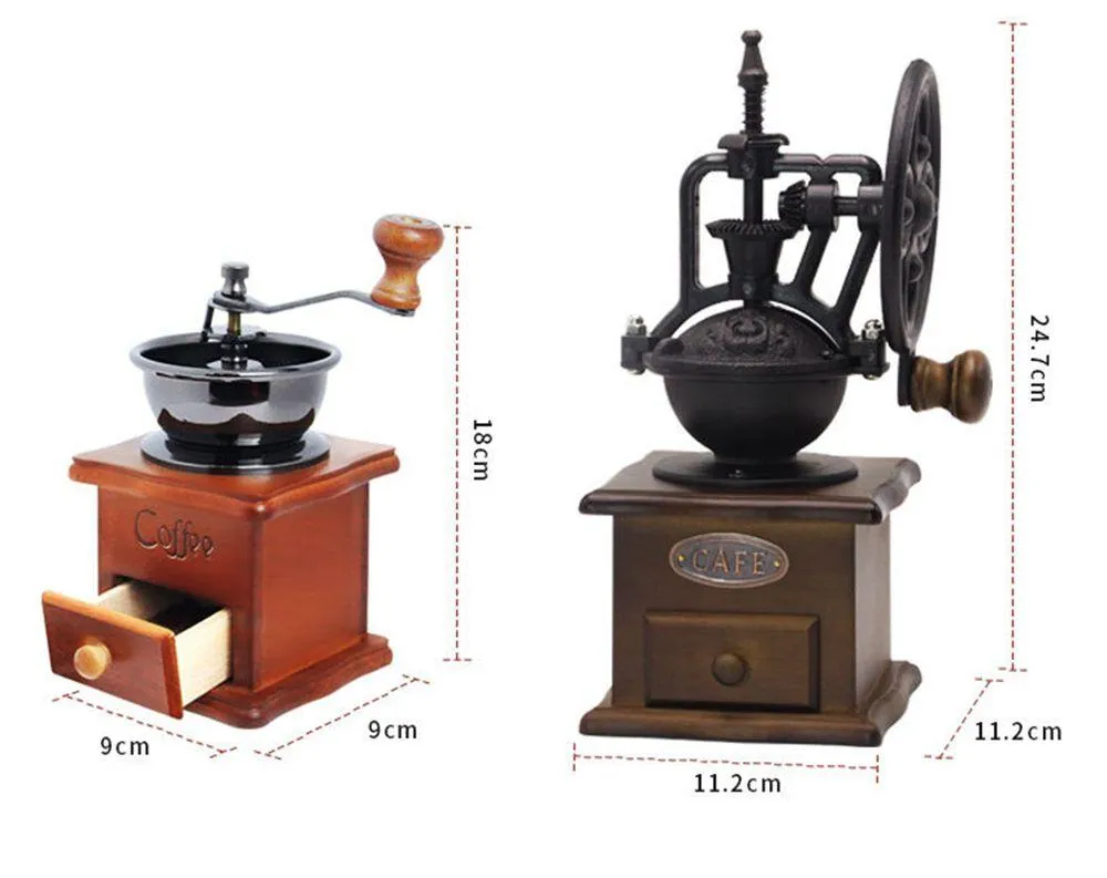 Molino de café manual de madera clásica