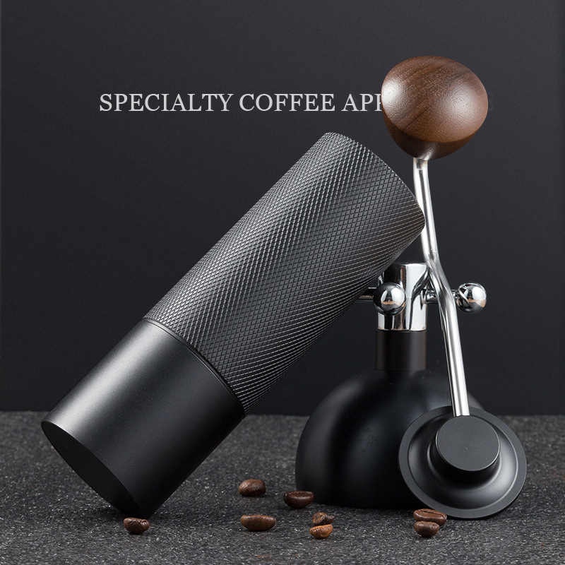 Molino de café manual portátil de acero inoxidable con muelas ajustables, fabricante de espresso para hogar y camping