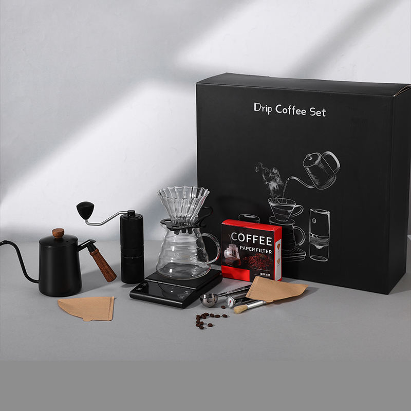 Juego de regalo de café molinillo manual cafetera de vertido con filtro de goteo