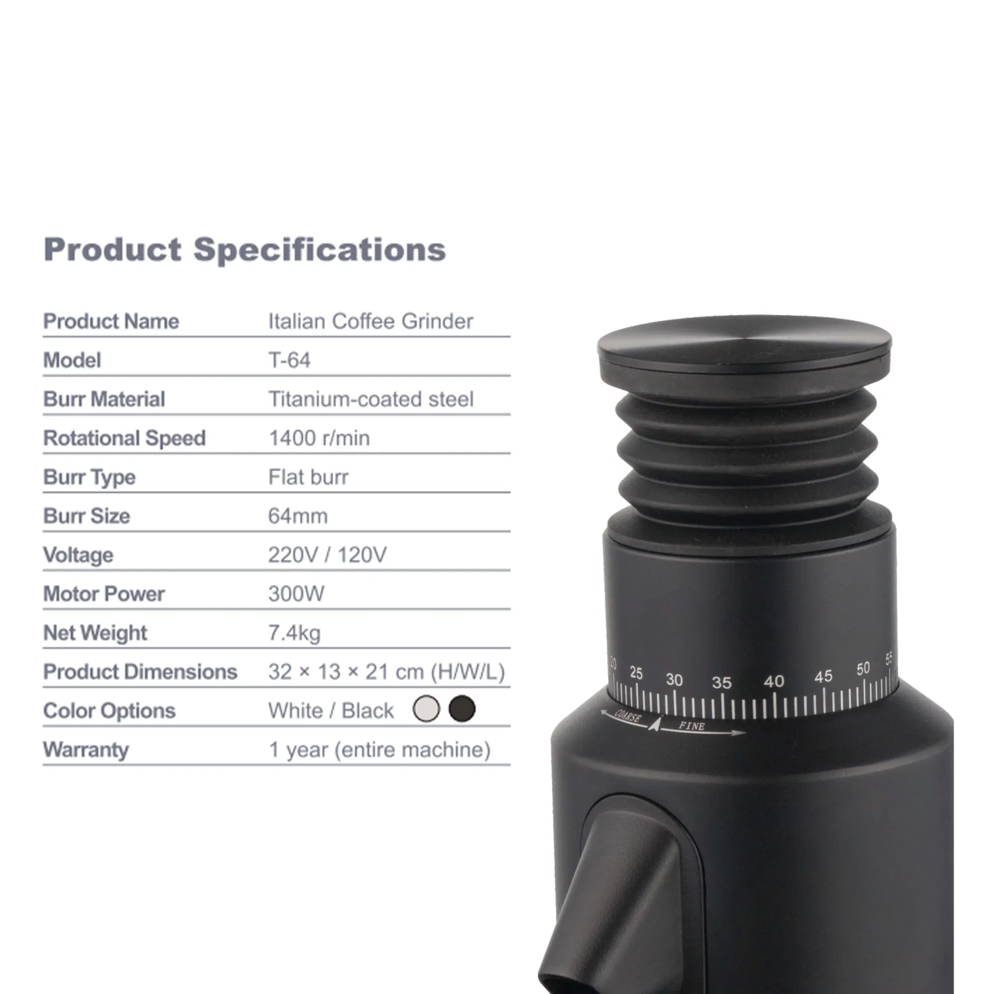 Molino de café manual profesional italiano con muelas de acero recubiertas de titanio para molienda precisa de espresso