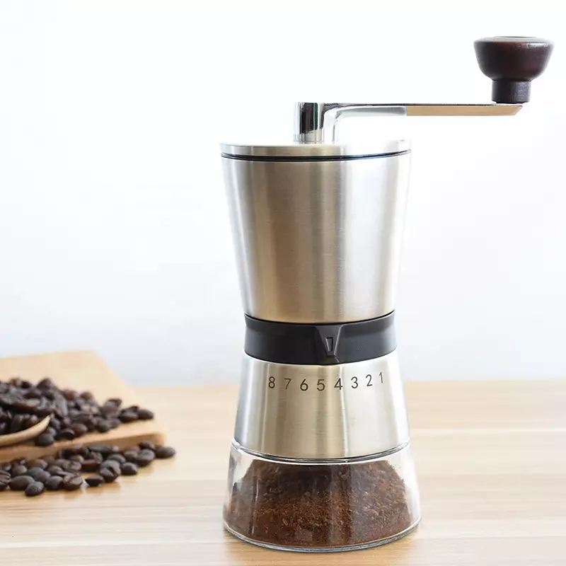 Molino de café en grano de acero inoxidable hecho a mano de alta calidad nuevo Amazon 304 molinillo manual de especias