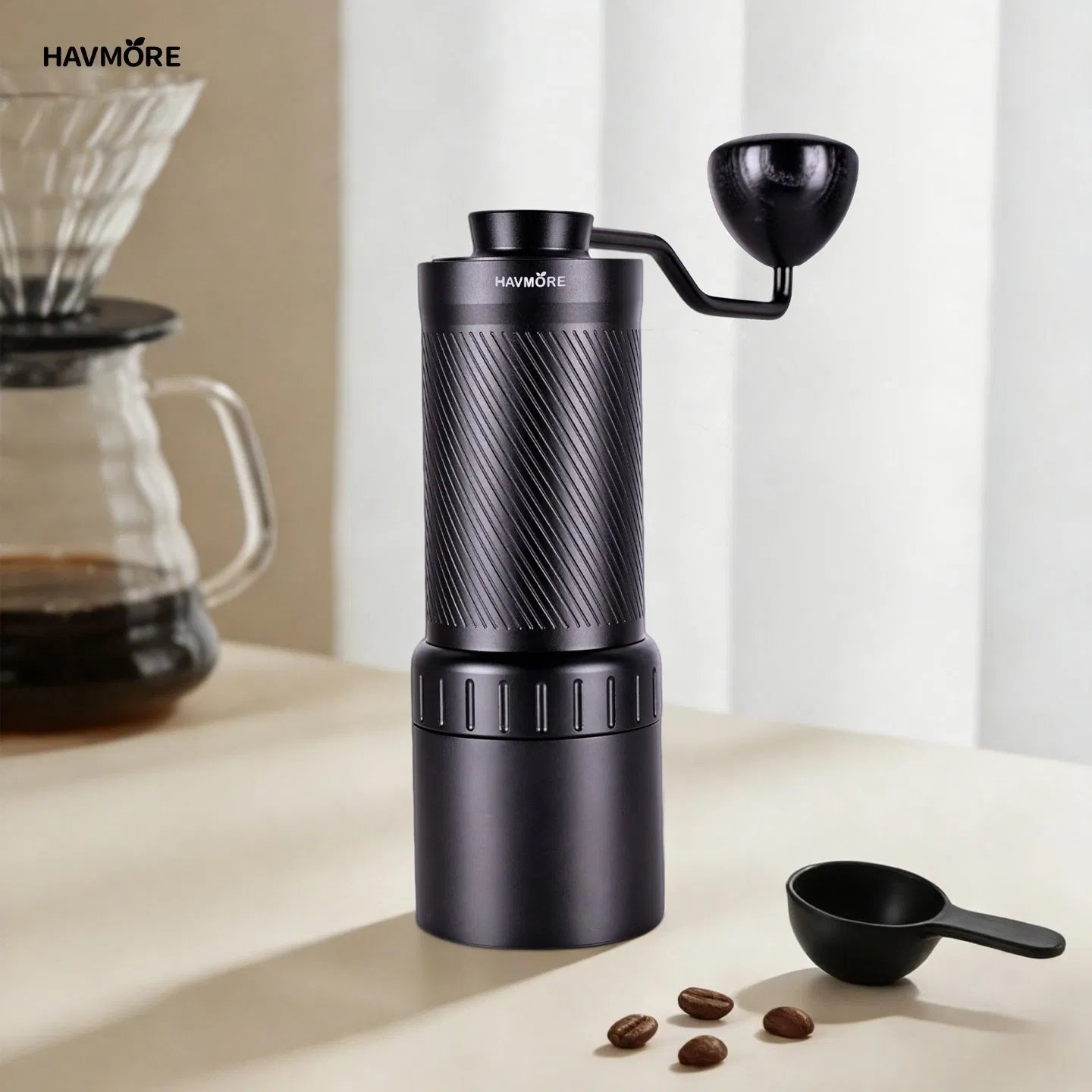 Molino de café portátil magnético Havmore - Molinillo de acero inoxidable manual para espresso fresco