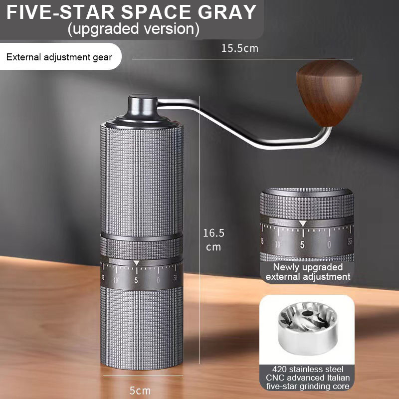 60 Niveles de Ajuste Externo de Aleación de Aluminio 420 Molinillo de Café Manual Mini Pequeño de Acero Inoxidable Portátil para Espresso