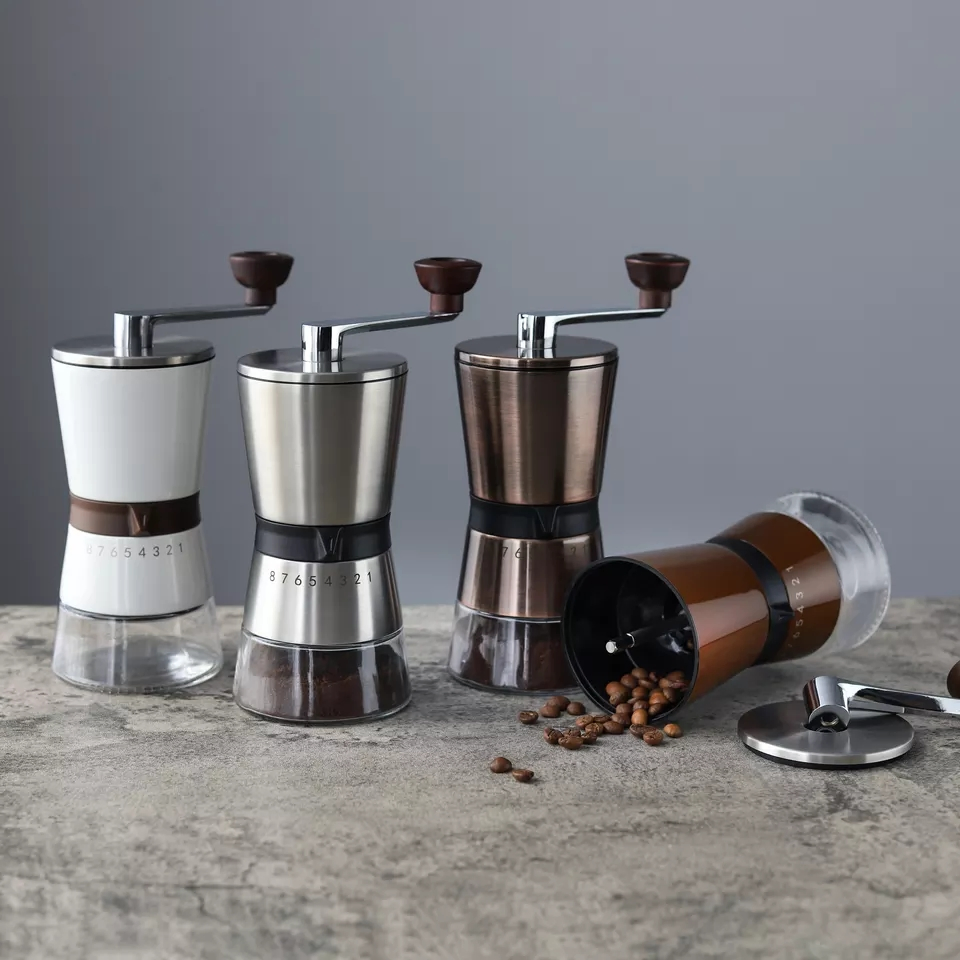 Molino de café en grano de acero inoxidable hecho a mano de alta calidad nuevo Amazon 304 molinillo manual de especias