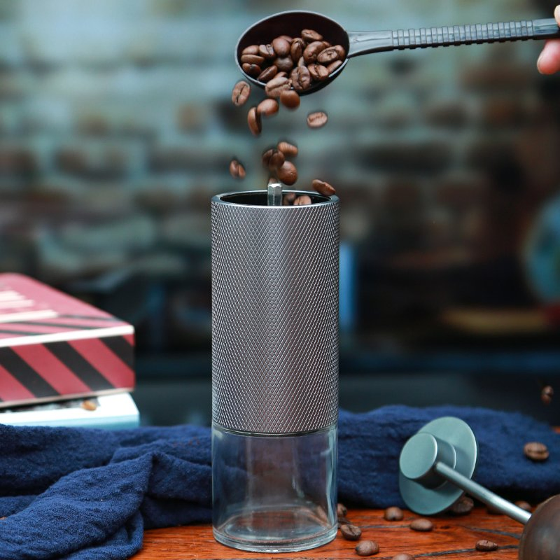 Molino de café manual ajustable con tolva de vidrio - 20g Capacidad