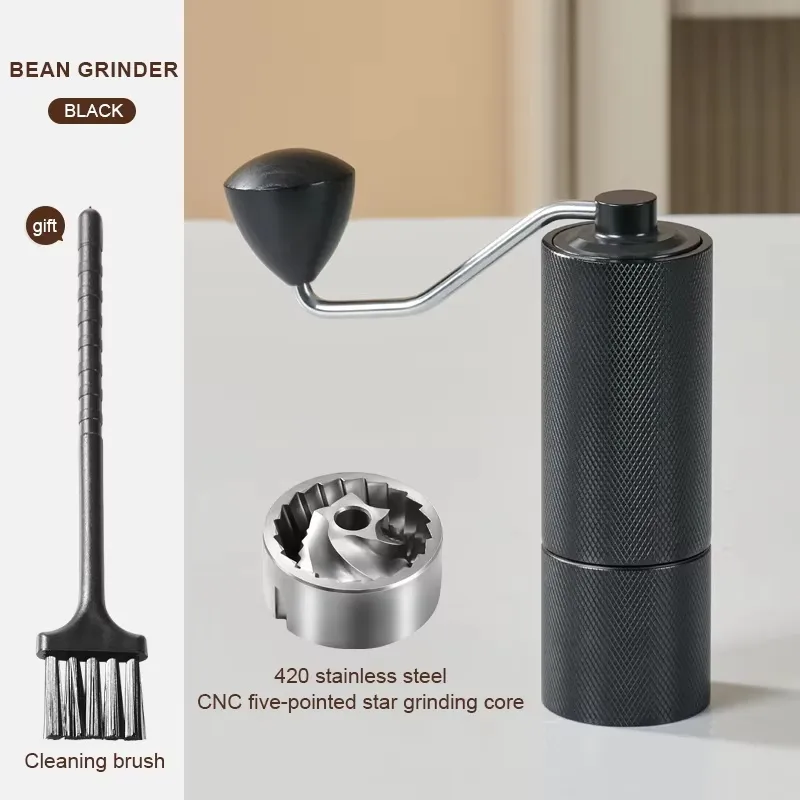 Molino de café portátil ajustable para espresso, accesorios de camping de acero inoxidable, molinillo de café manual con 5 6 7core muelas