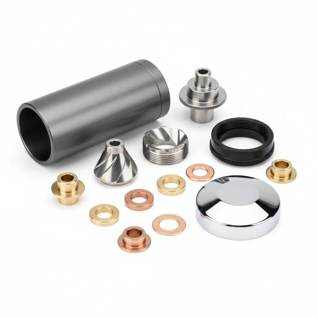 Molino de café manual de acero inoxidable mecanizado CNC de alta precisión, molino de café de grado profesional con manivela
