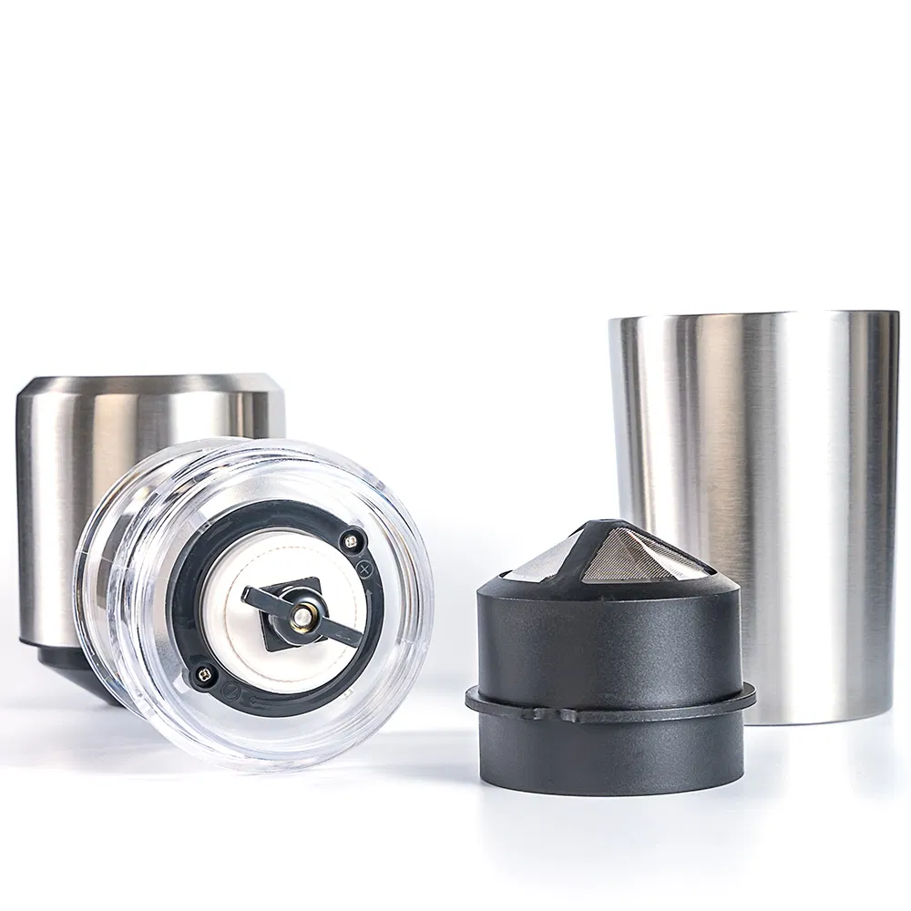 Pequeña Cafetera Todo-en-Uno Portátil Eléctrica de Café con Molinillo Filtro Taza Molinillo