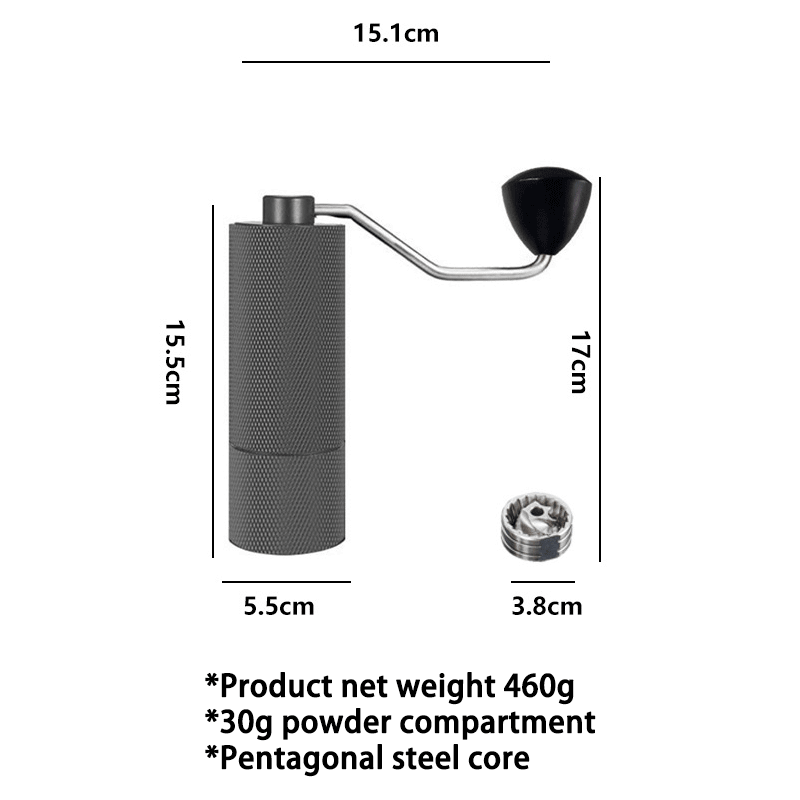 Cuerpo de aleación de aluminio 420 molinillo de café espresso manual portátil de acero inoxidable para uso doméstico con mango de madera